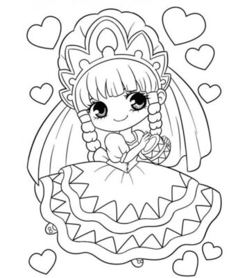 Tranh tô màu công chúa anime cute