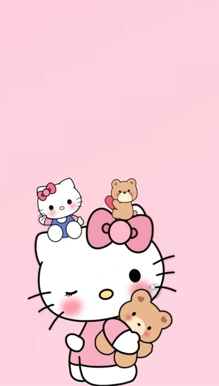 Hình nền Hello Kitty màu hồng dễ thương