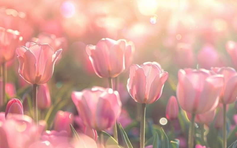 Hình hoa tulip màu hồng cho laptop
