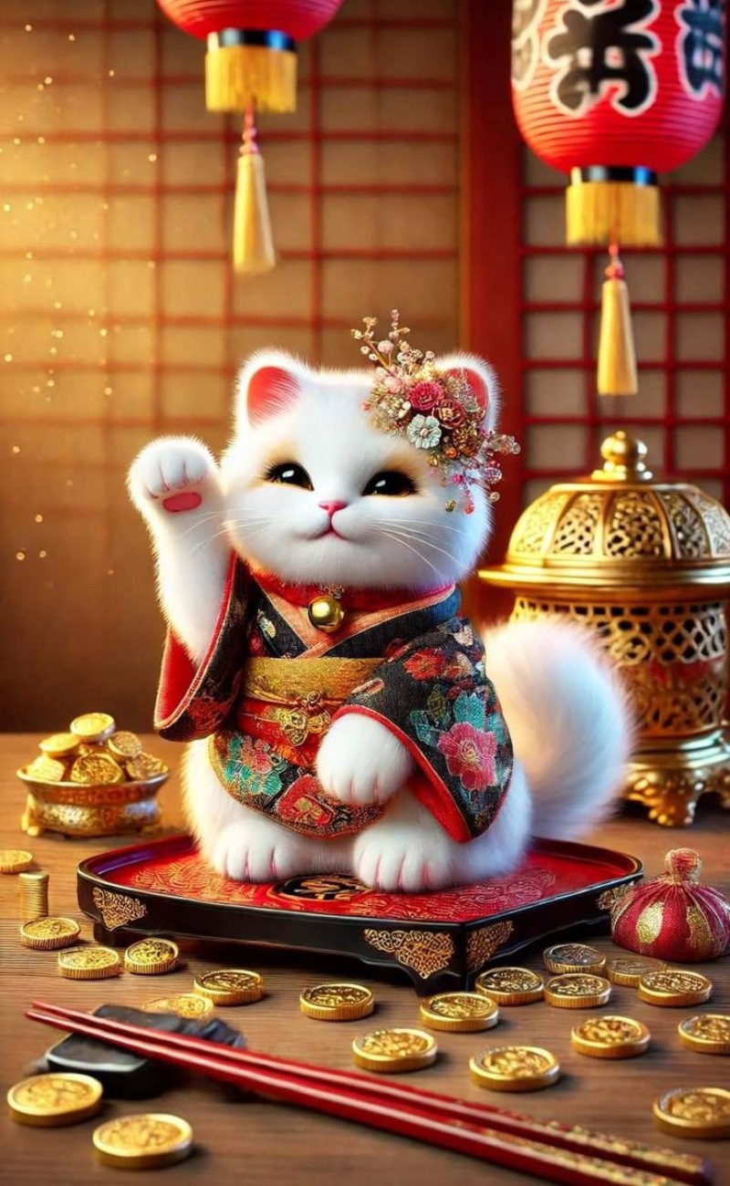 Hình nền mèo Thần Tài cute