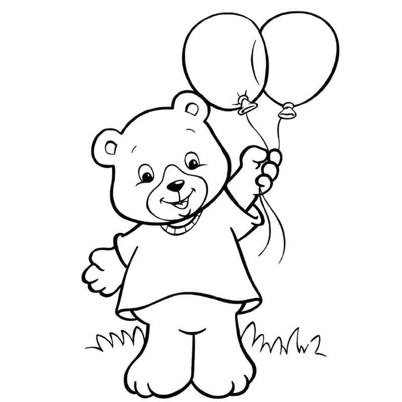 Tranh con gấu cho bé tô màu