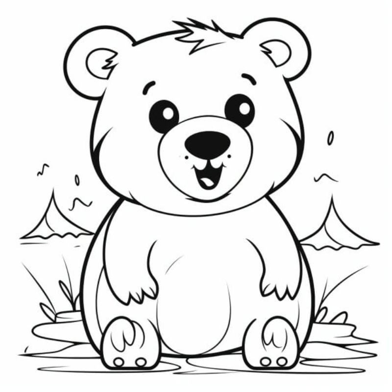 Tranh tô màu con gấu cute