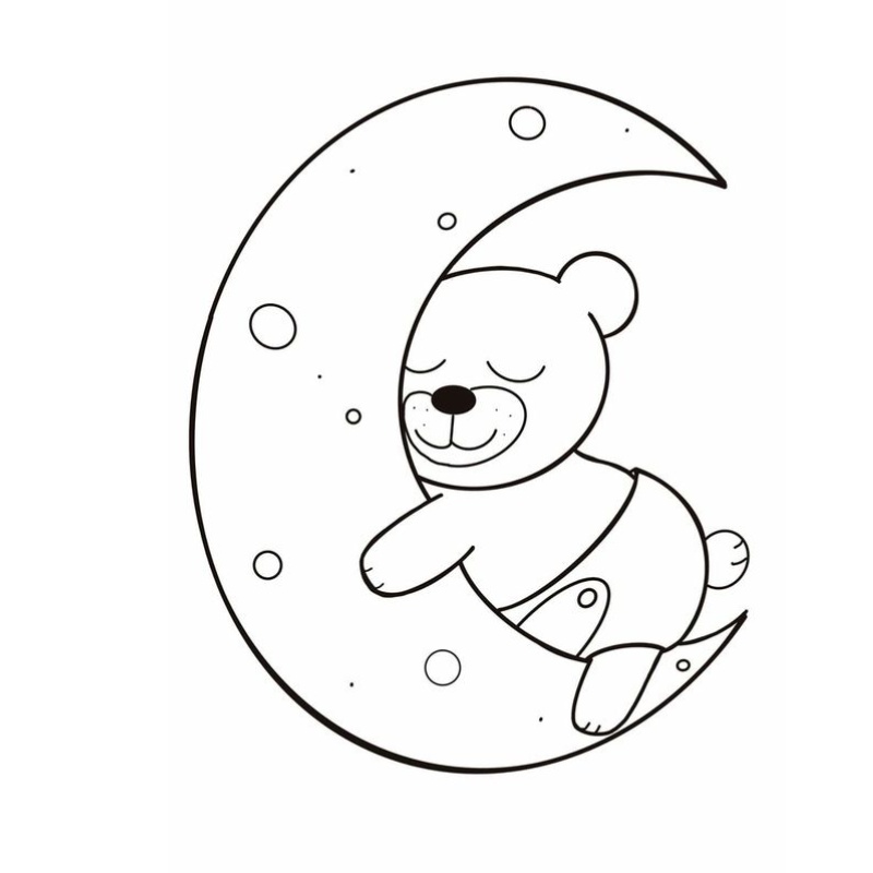 Tranh tô màu con gấu cute