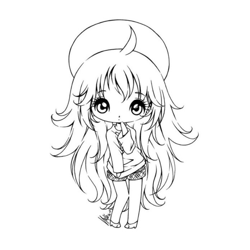 In hình tô màu anime cho bé