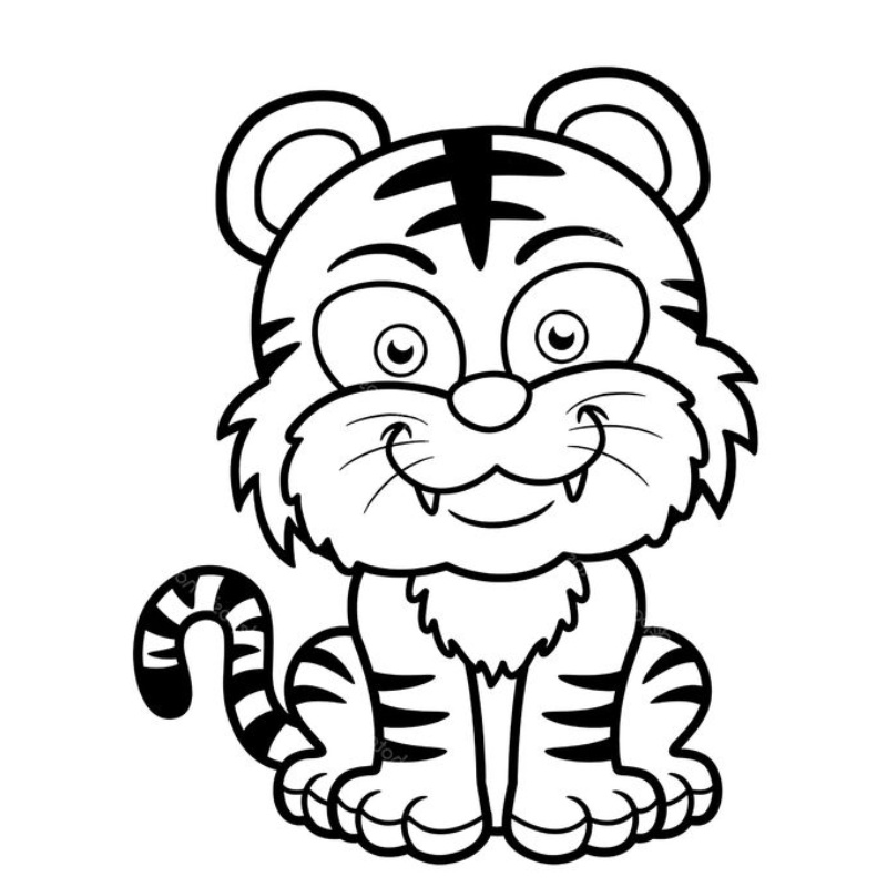 Ảnh tô màu con hổ cute