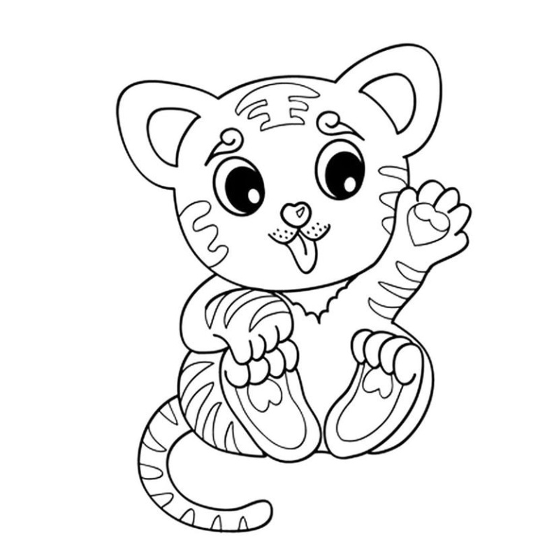 Tranh tô màu con hổ cute