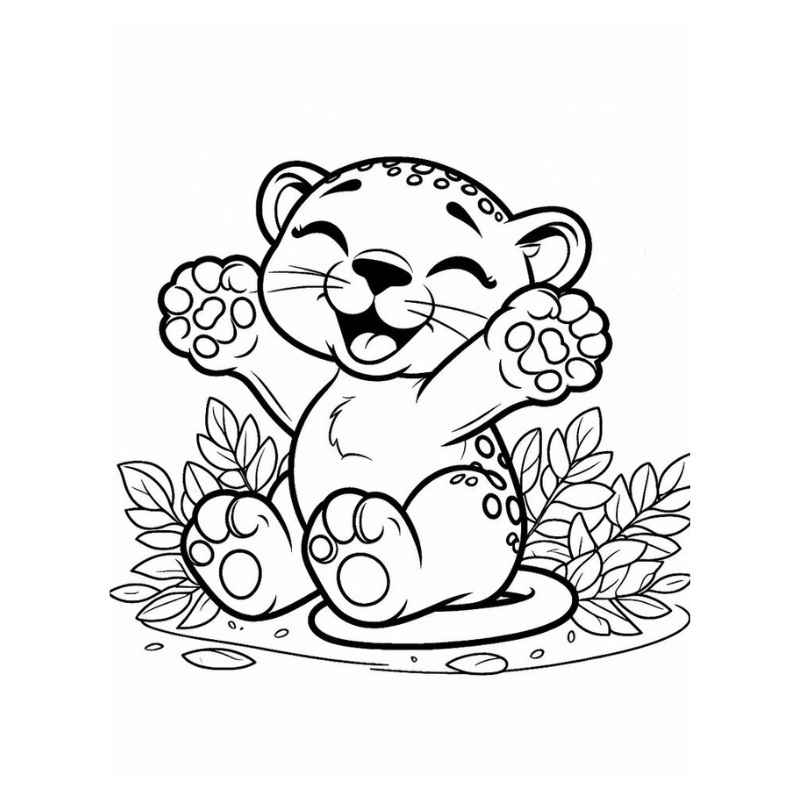Tranh tô màu con hổ vui vẻ