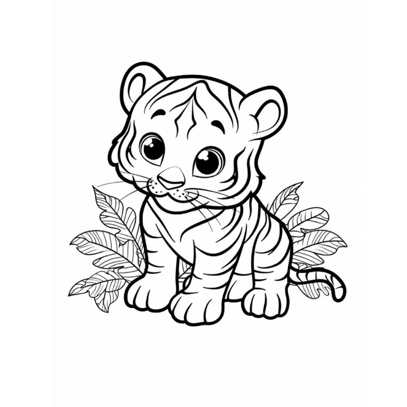 Tranh tô màu con hổ cute