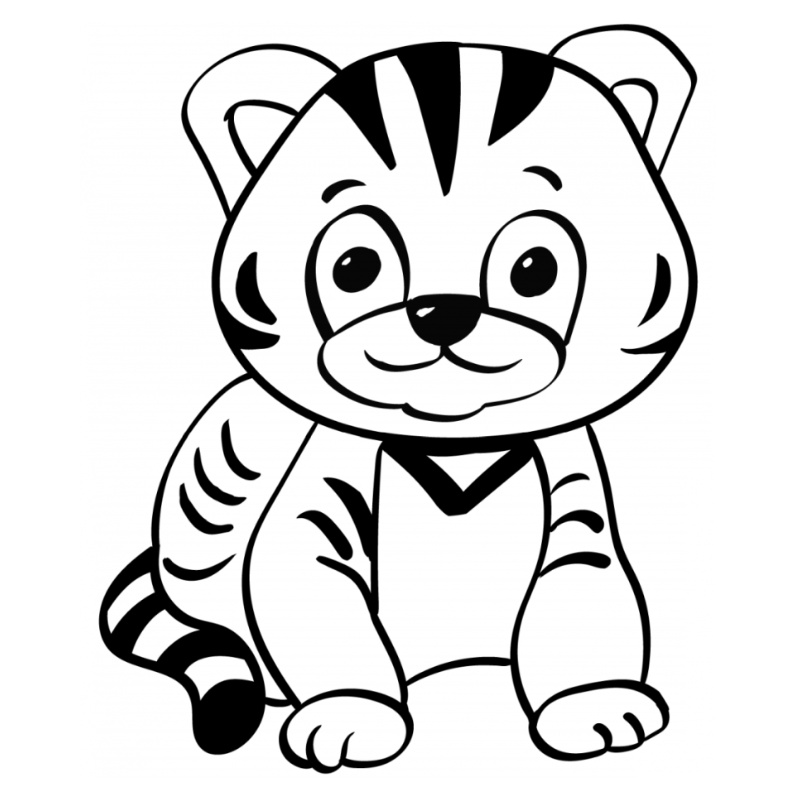 Tranh tô màu con hổ cute