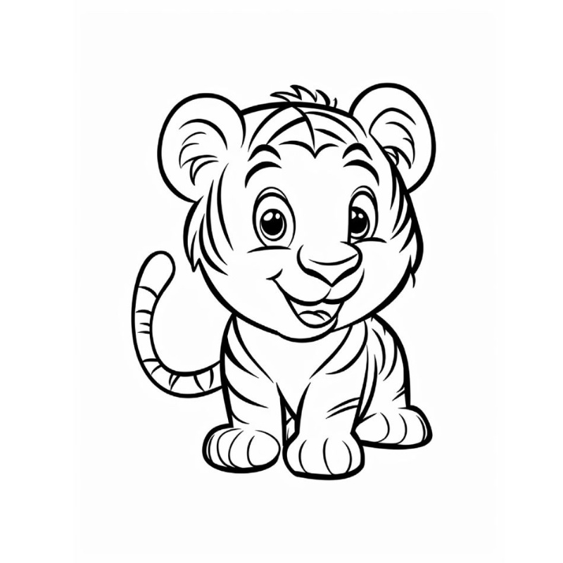 Tranh tô màu con hổ cute