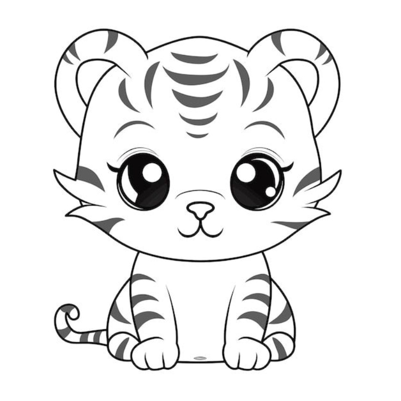 Tranh tô màu con hổ cute
