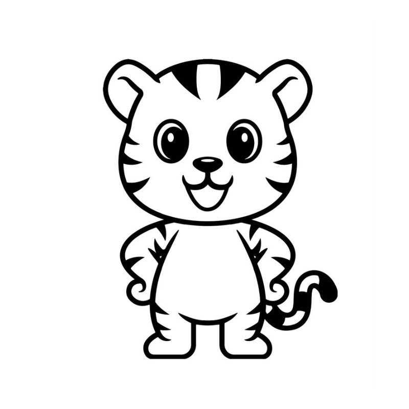 Tranh tô màu con hổ cute