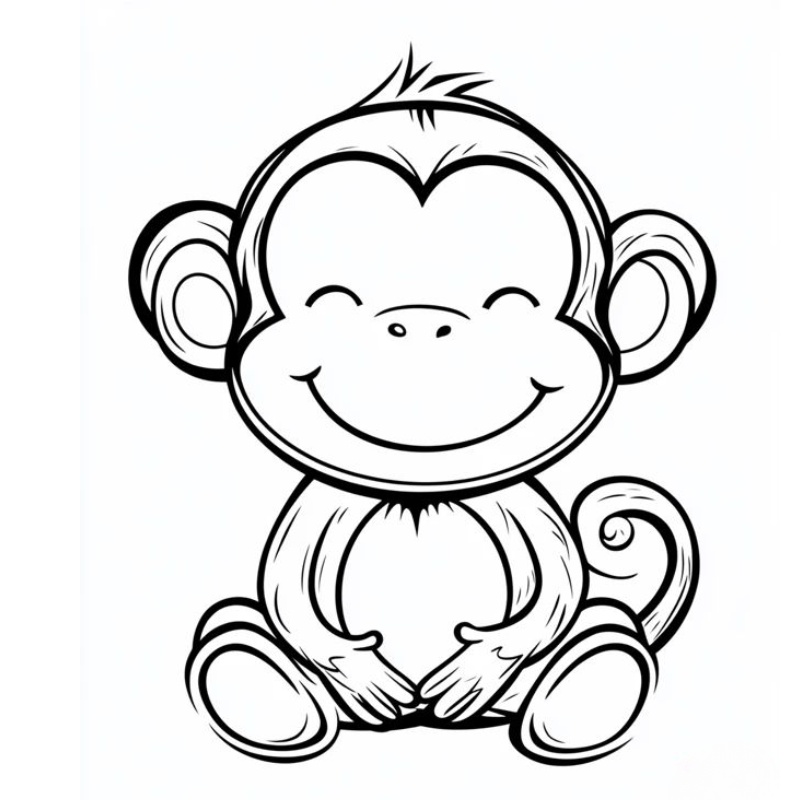 Con khỉ tô màu dễ thương