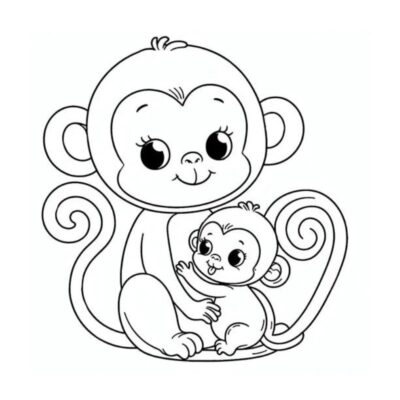 Tranh tô màu con khỉ