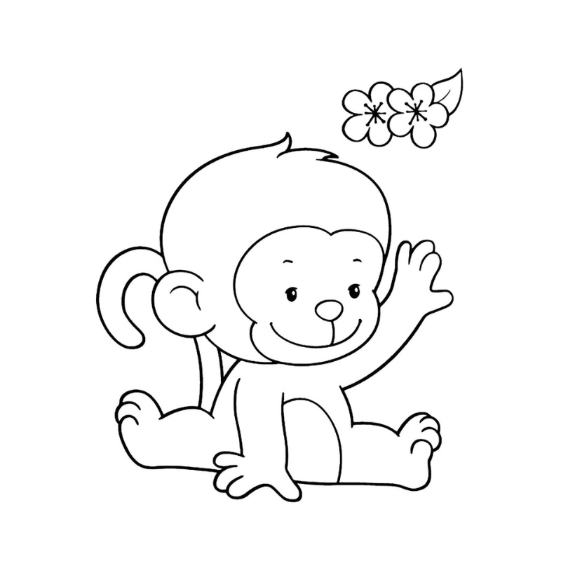 Tranh tô màu con khỉ cute