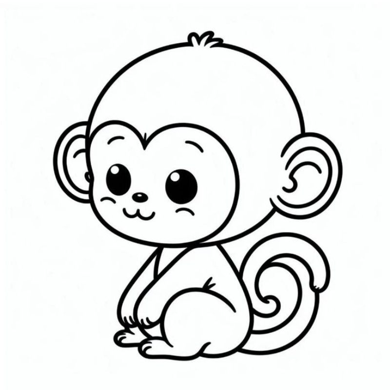 Tranh tô màu con khỉ dễ thương