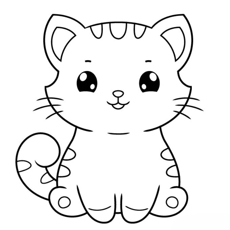 Tranh tô màu mèo cute