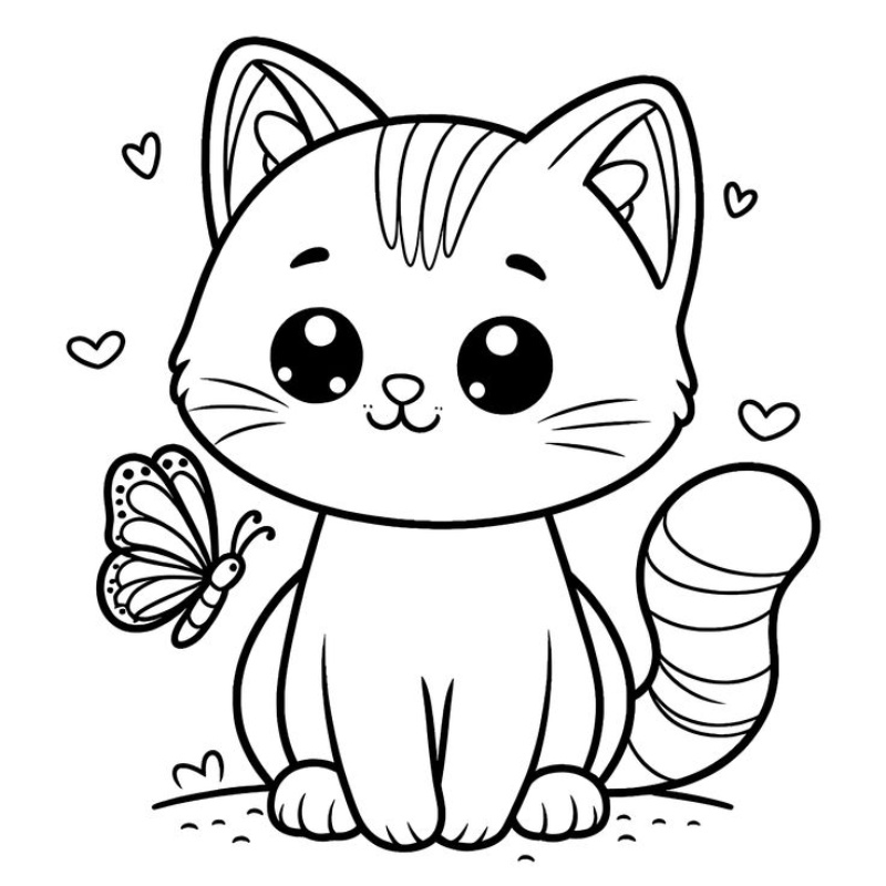 Tranh mèo mẹ và mèo con cho bé tập tô