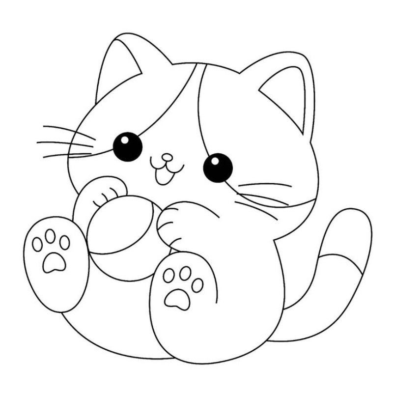 Tranh tô màu con mèo dễ thương