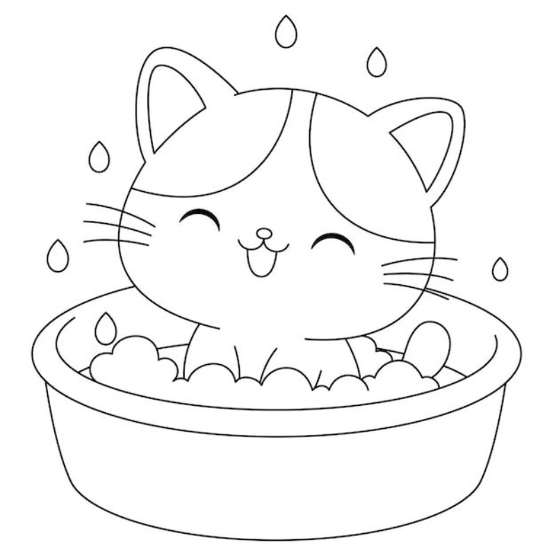 Tô màu con mèo cute