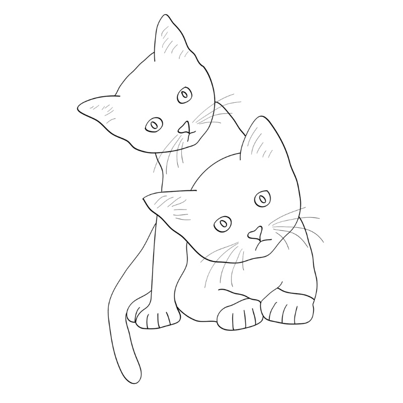 Tranh tô màu hình con mèo cute