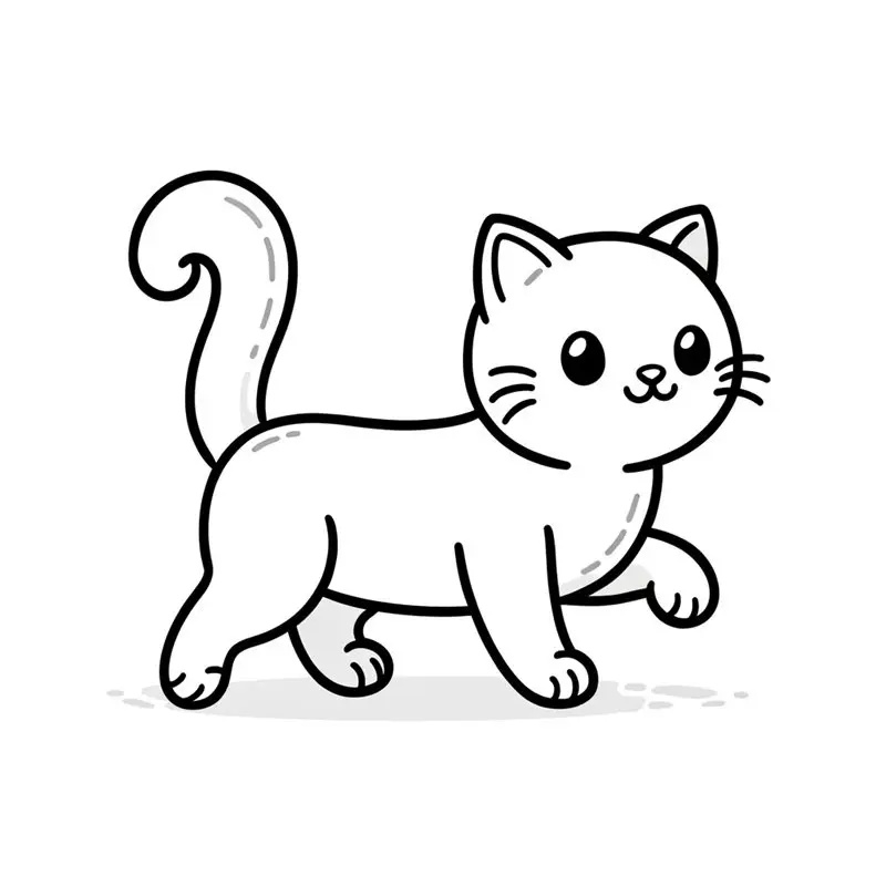 Hình tô màu con mèo cute