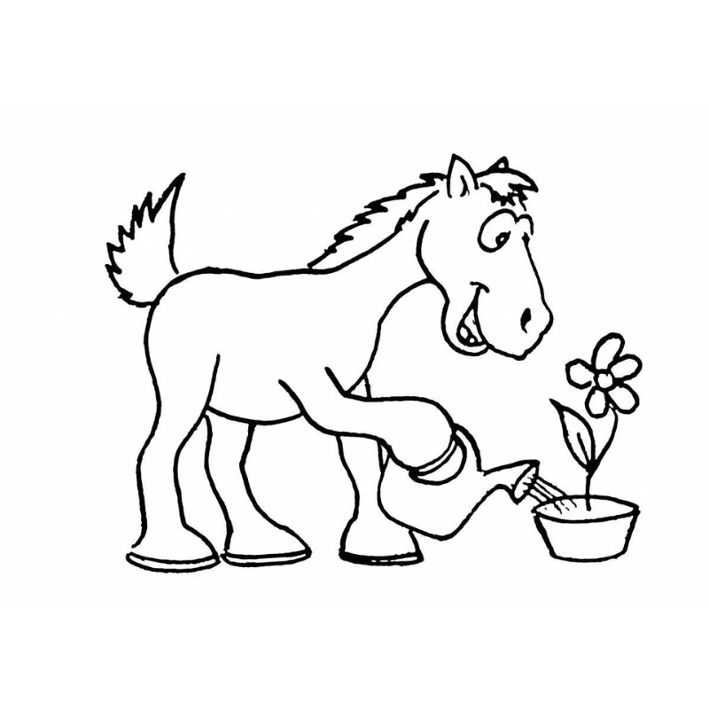 Tranh tô màu con ngựa ngộ nghĩnh 