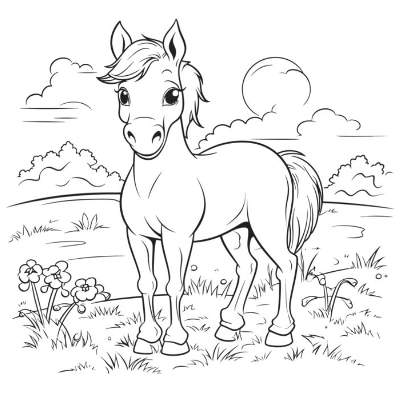 Hình con ngựa cho bé tô màu 