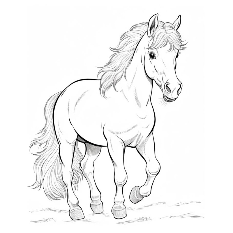 Tranh tô màu con ngựa đang chạy 
