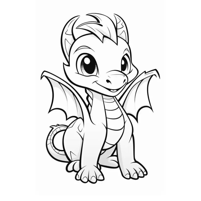 Tranh tô màu con rồng cute