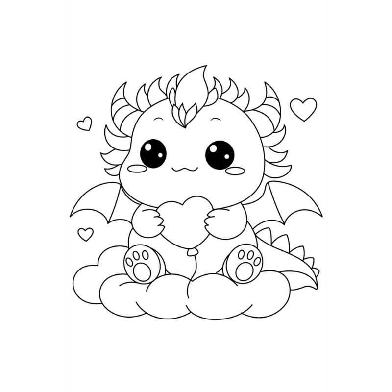 Hình tô màu con rồng chibi