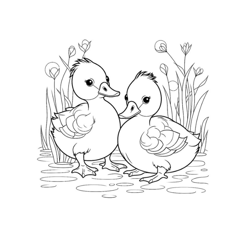 Tranh tô màu con vịt cute
