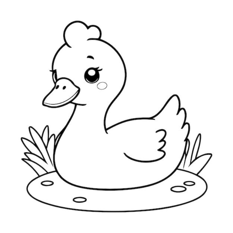 Tranh tô màu con vịt dễ thương