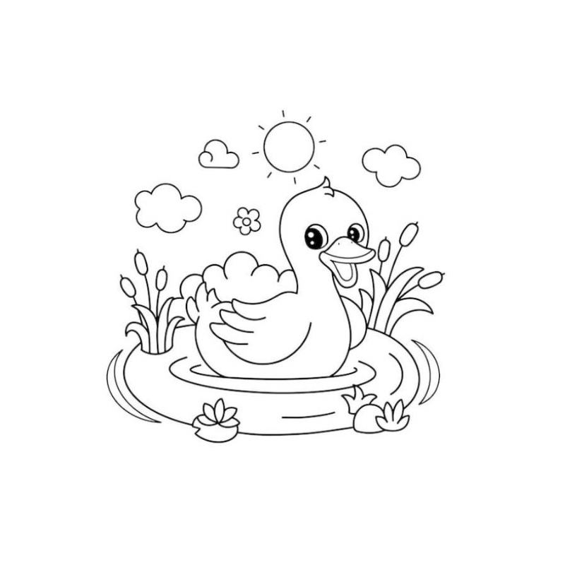 Tranh tô màu con vịt cute