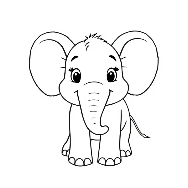 Tải ảnh tô màu con voi đáng yêu