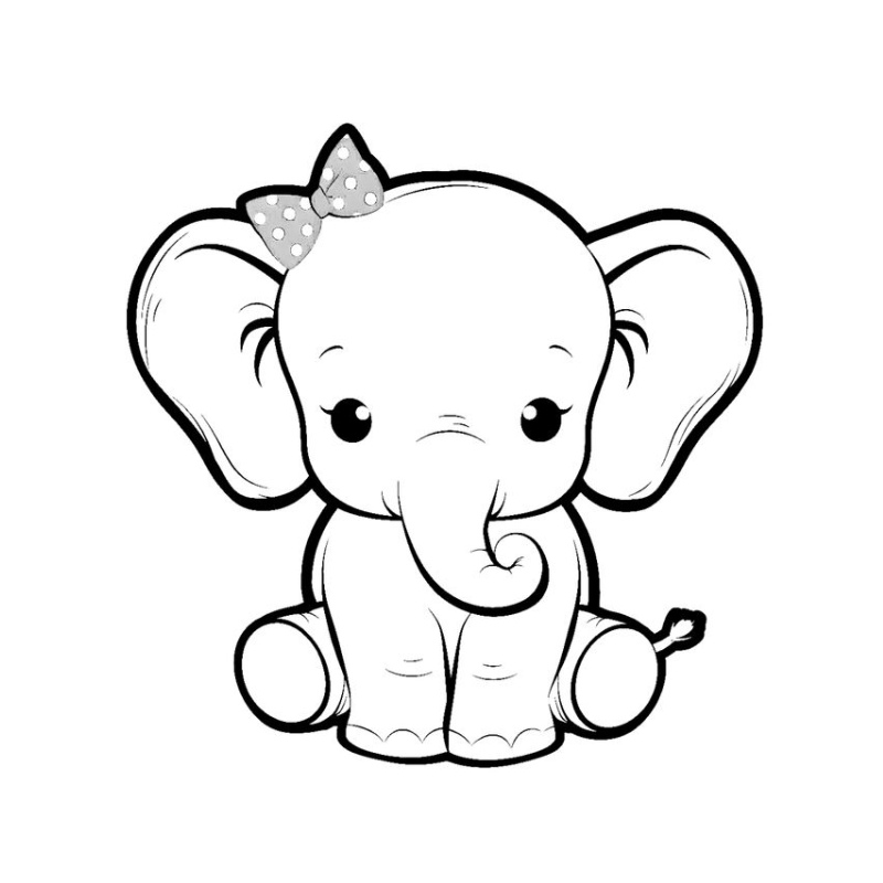 Tô màu con voi dễ thương