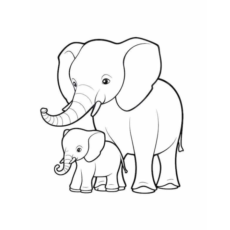 Hình vẽ 2 mẹ con voi đáng yêu