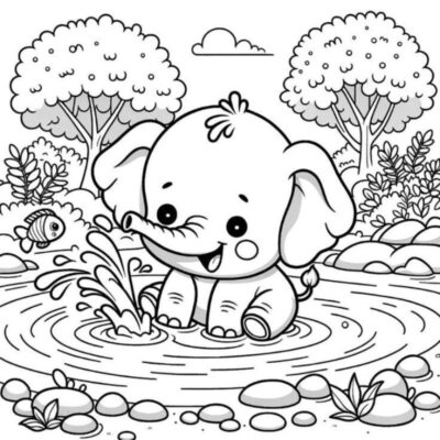 tranh tô màu con voi