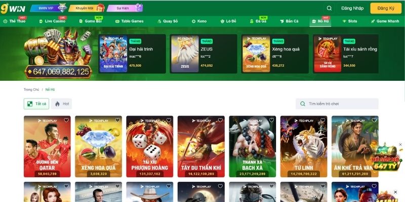 Khám phá sảnh quay hũ tại nhà cái 9win